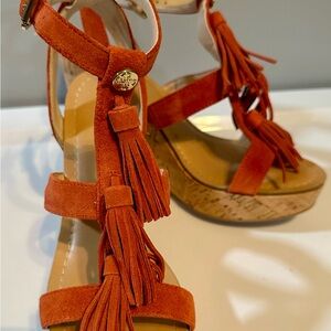 Burnt orange Guess fringe wedges size 9